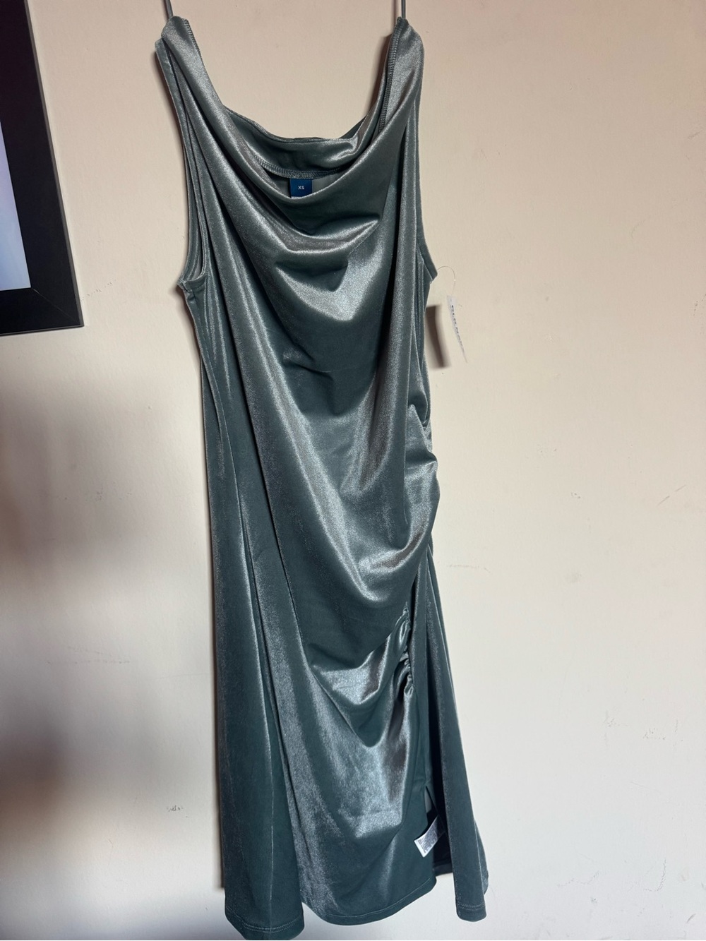 Old Navy Satin Cowl Midi Dress in Silver